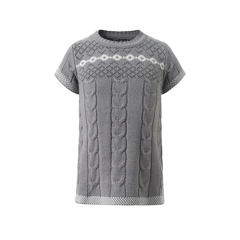 Kids Chunky Knit Sweater With Short Sleeve